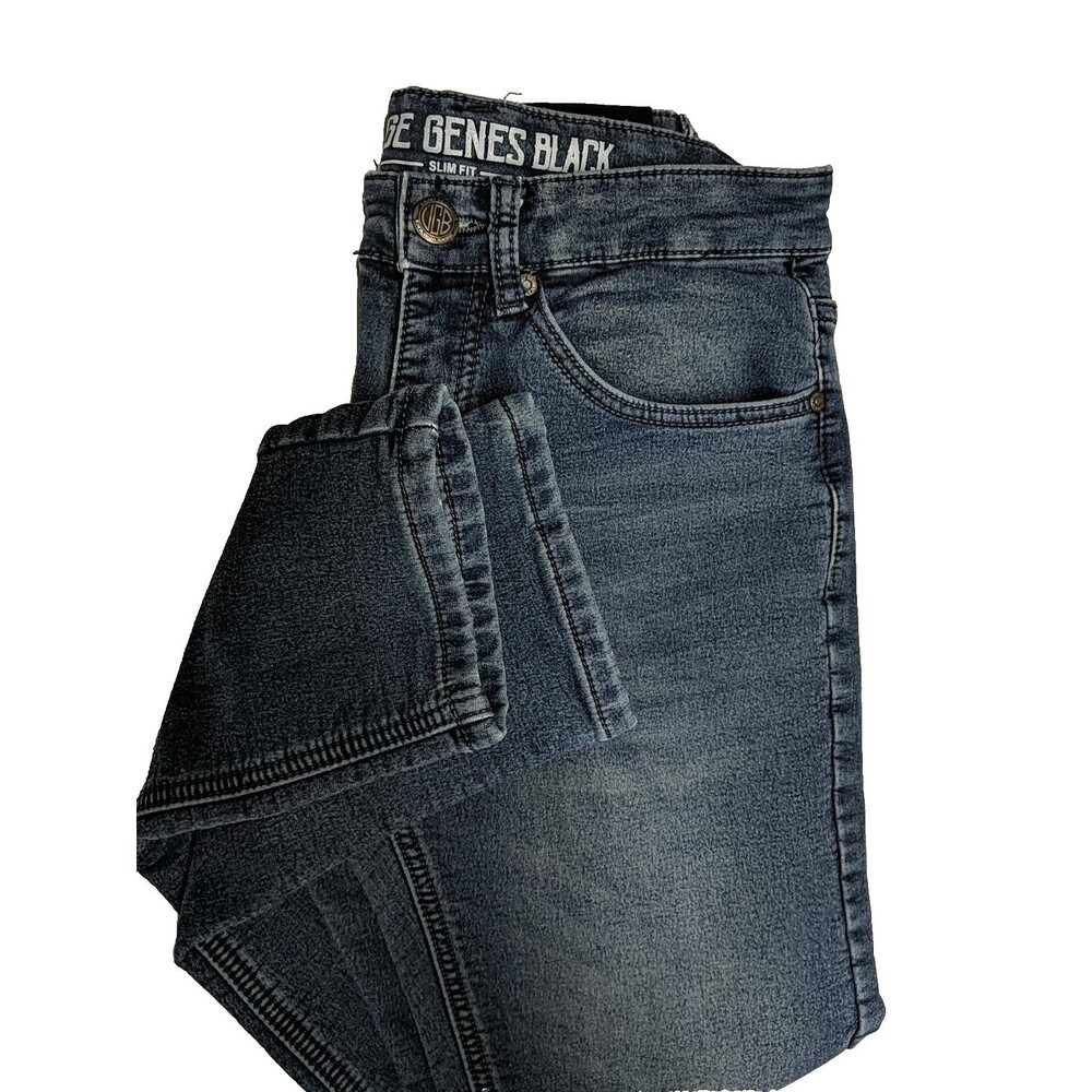 Vintage Genes Black VGB Jeans Men W28 L30 Slim Fit Dark Wash Blue - Picture 9 of 13